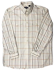 Roper Mens XL Button Down L/S Casual Shirt White & Grey Striped Western Cotton