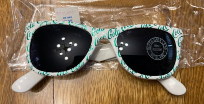 NEW OLD STOCK IN PKG-1970s Coca-Cola Plastic advertising sunglasses GREEN/WHITE