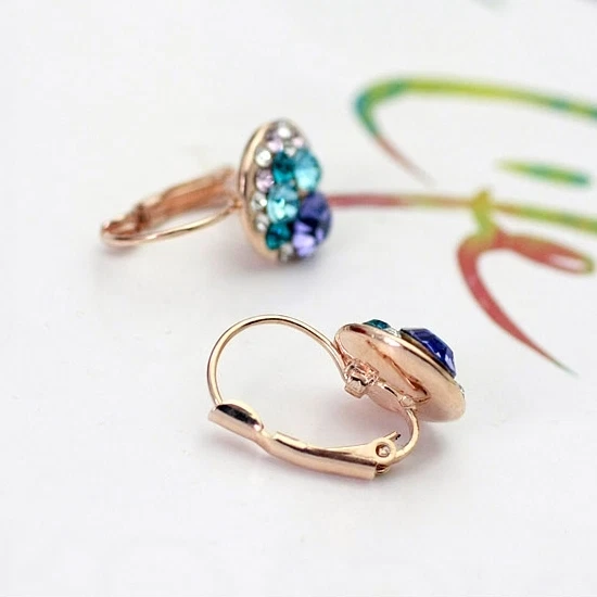 18K Rose Gold Plated Made With Swarovski Crystal Round Amethyst Hoop Earrings - Image 4 of 4