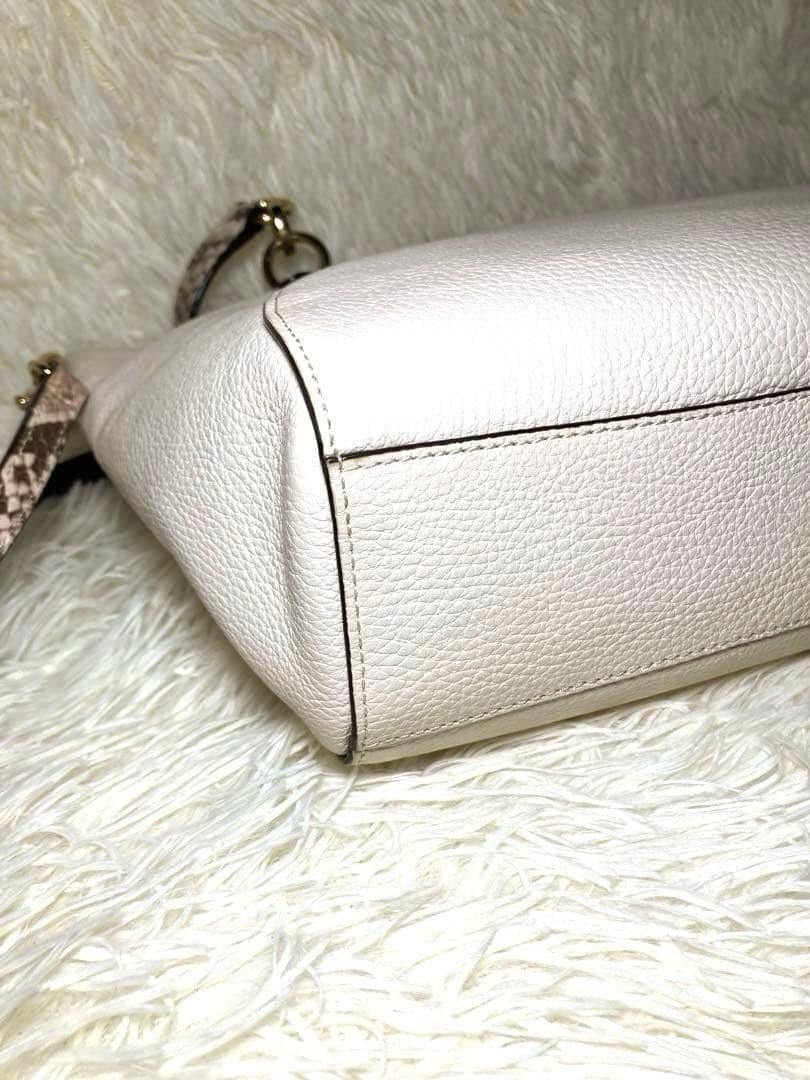 COACH 2way Shoulder Bag Cream Python Pattern Gold… - image 7