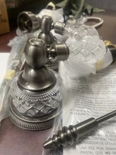 PHYLRICH BIDET FAUCET TRIM WITH VALVES SATIN BLACK CRYSTAL LEVER HANDLES