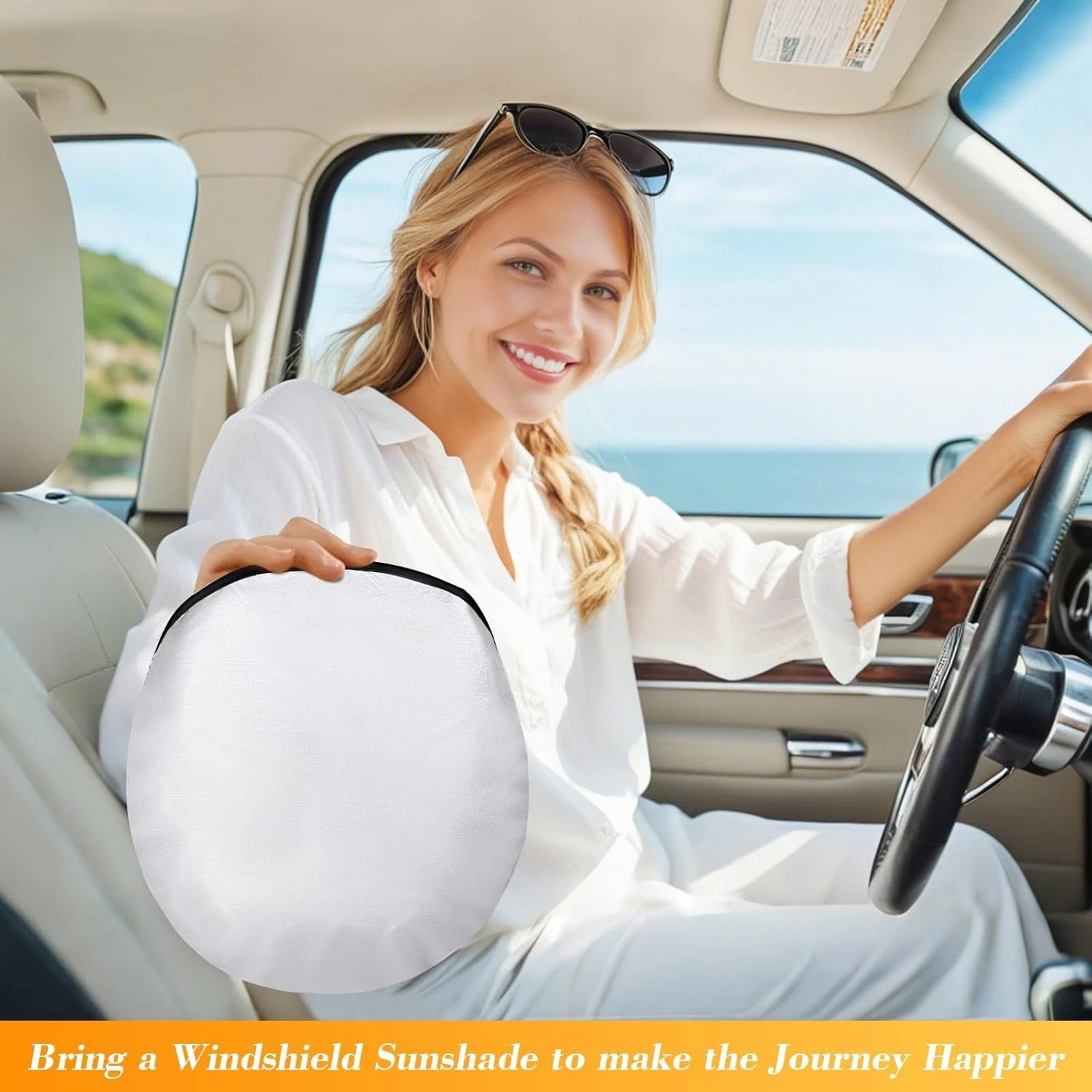 Universal Foldable Car Windshield Sun Shade - 55x32 Inches