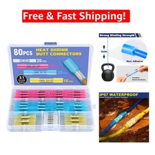 80PCS Waterproof Wire Connectors - High-Quality Tinned Copper Heat Shrink Tubing