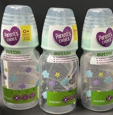 3 Bottles Parent's Choice Standard Neck Baby Bottles 5 fl oz Newborn 0 Months