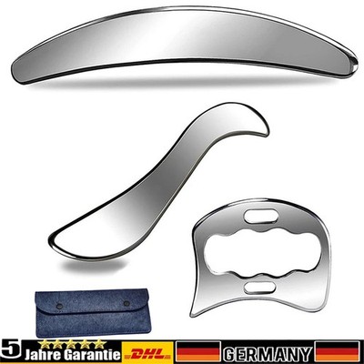 2/3teiliges Profi Edelstahl Gua Sha Platte Scraping Set Massage Mit Tragetasche