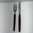 Ecko Eterna Canoe Muffin Stainless Wood Flatware Silverware Spoon & Knife