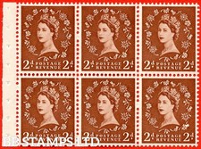 SG. 543l. SB78d. 2d Light Red-Brown. A Mounted Mint booklet pane of 6 wit B73491