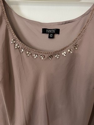 IGNITE Evenings Lavender Mauve Rhinestone Embellished Formal Tiered Dress  20W | eBay
