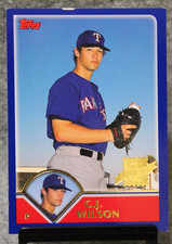 2003 Topps CJ Wilson 1st Year Card #313 Rangers Rookie. rookie card picture