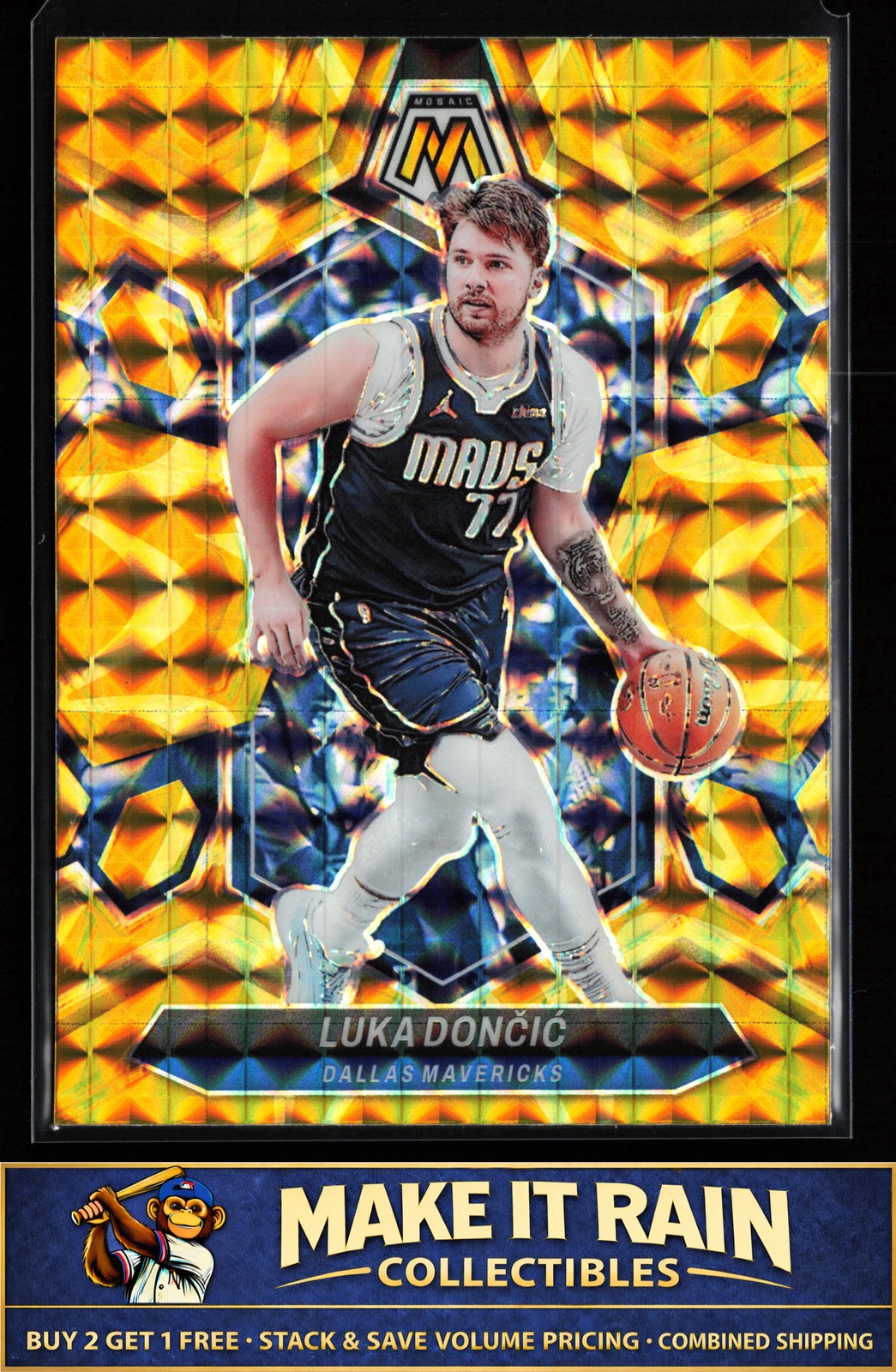 Luka Doncic 2023-24 Panini Mosaic Reactive Yellow Prizm #31 Dallas Mavericks