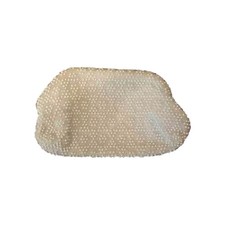 Vintage Corde Bead Clutch Purse Cream 9 X 5 Includes Pocket Mirror 1940  s MCM