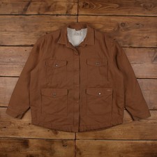 Vintage Dickies Workwear Jacket XL Sherpa Lined Chore Barn Beige Womens