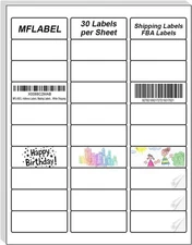 MFLABEL Address Label, 1" x2-5/8 Mailing Sticker, 30-UP White Shipping Labels...