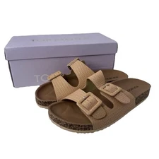 Top Moda Amara-48 Raffia Beige Double Strap Buckles Sandals Women’s Size 8.5