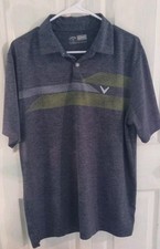 Callaway Men  s Golf Shirt Polo Opti-Dri Gray Green Size Large Casual Dress