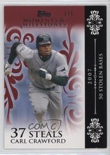 2008 Topps Moments & Milestones Red 1/1 Carl Crawford (2007 50 Stolen Bases) 0n8