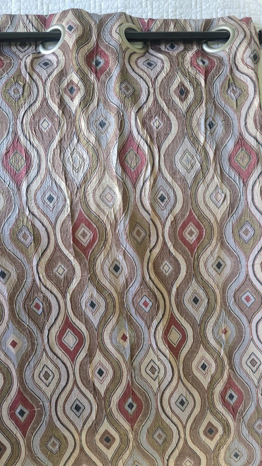 Pier1 Imports Imitación Aplastamiento Seda Boho 4 Cortinas Paneles Ojal 51Wx86L Foto 3 de 4