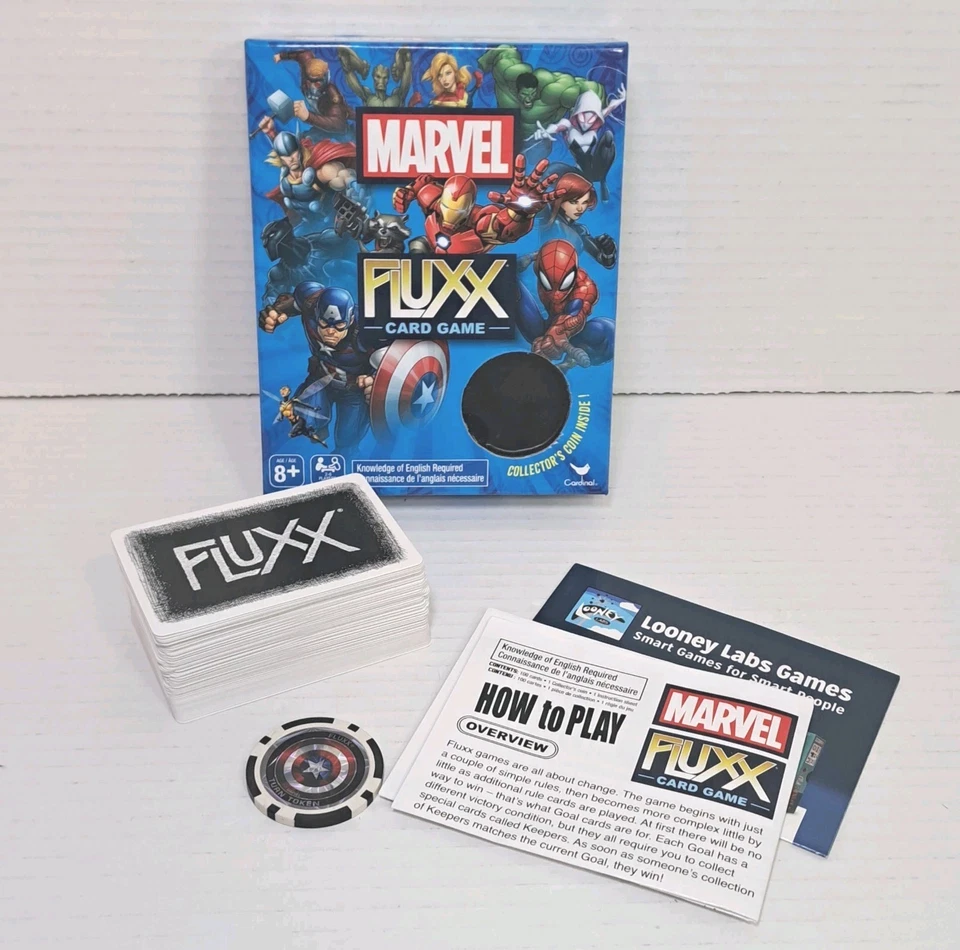 Marvel Fluxx Card Game w/Captain America Collector Coin 100% Complete Avengers - Image 2 of 4