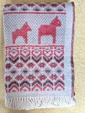 Made in Sweden Dalarna Swedish Red or Blue 100 Wool Blanket by Ojbro