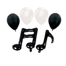 Notas musicales Globo Fiesta Decoración Set Blanco y Negro Cumpleaños Celebración