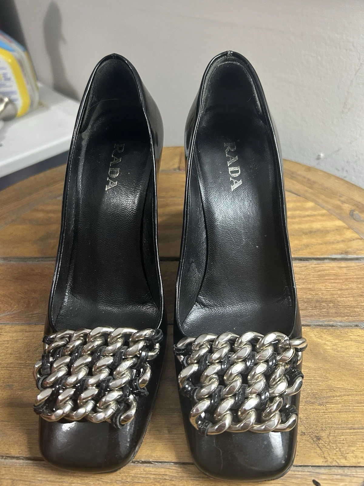 Prada decolte donna nere in pelle con tacco 4" taglia 5 5 US