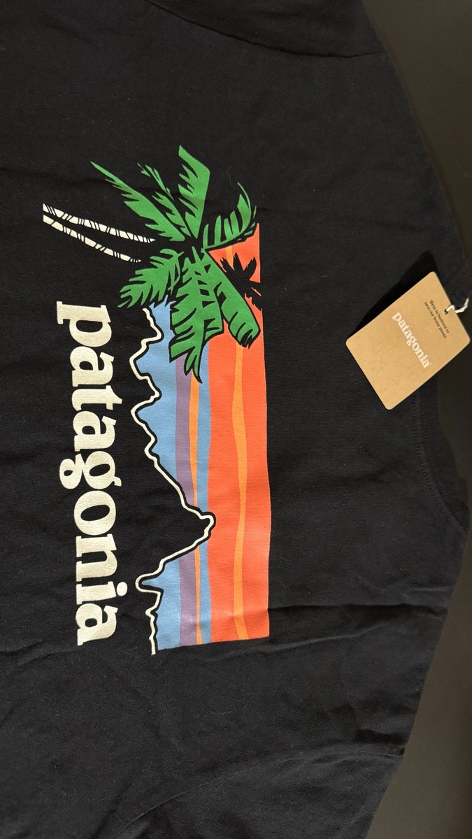 Patagonia Pataloha Haleiwa Hawaii T Shirt Men's Small Black Surf