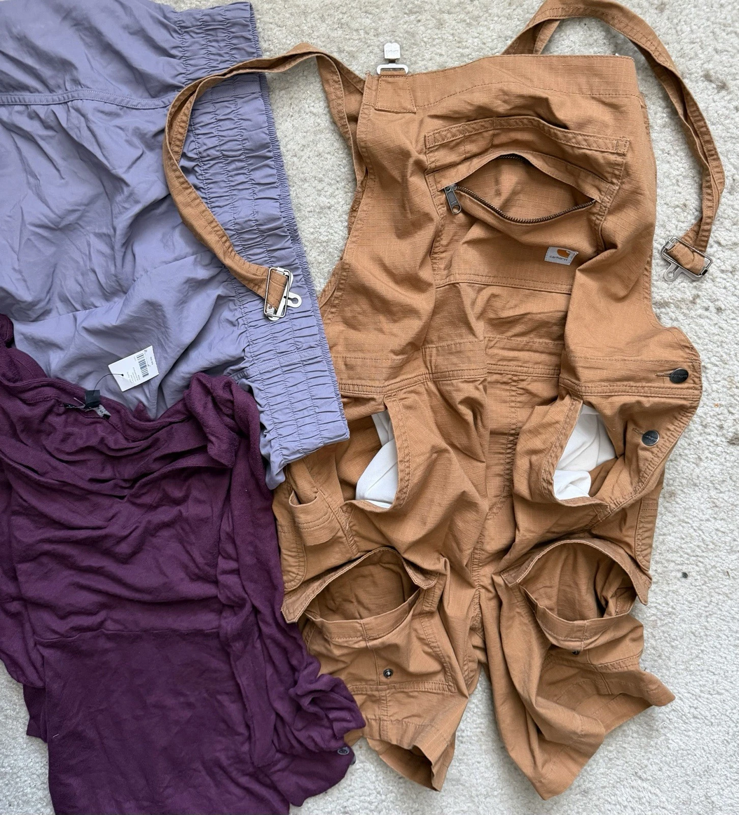 3 Lot Carhartt Womens XXL / 20 Work Jumpsuit Overalls Bib Shorts Gymshark Gym