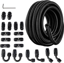 10/20FT 6AN 8AN 10AN 12AN CPE Braided Nylon Fuel Line Kit Fuel Hose End Fittings