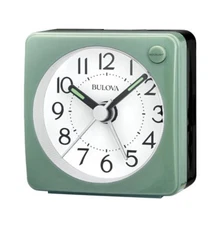 BULOVA TRAVEL ALARM CLOCK GREEN MINIATURE B1874 NEW