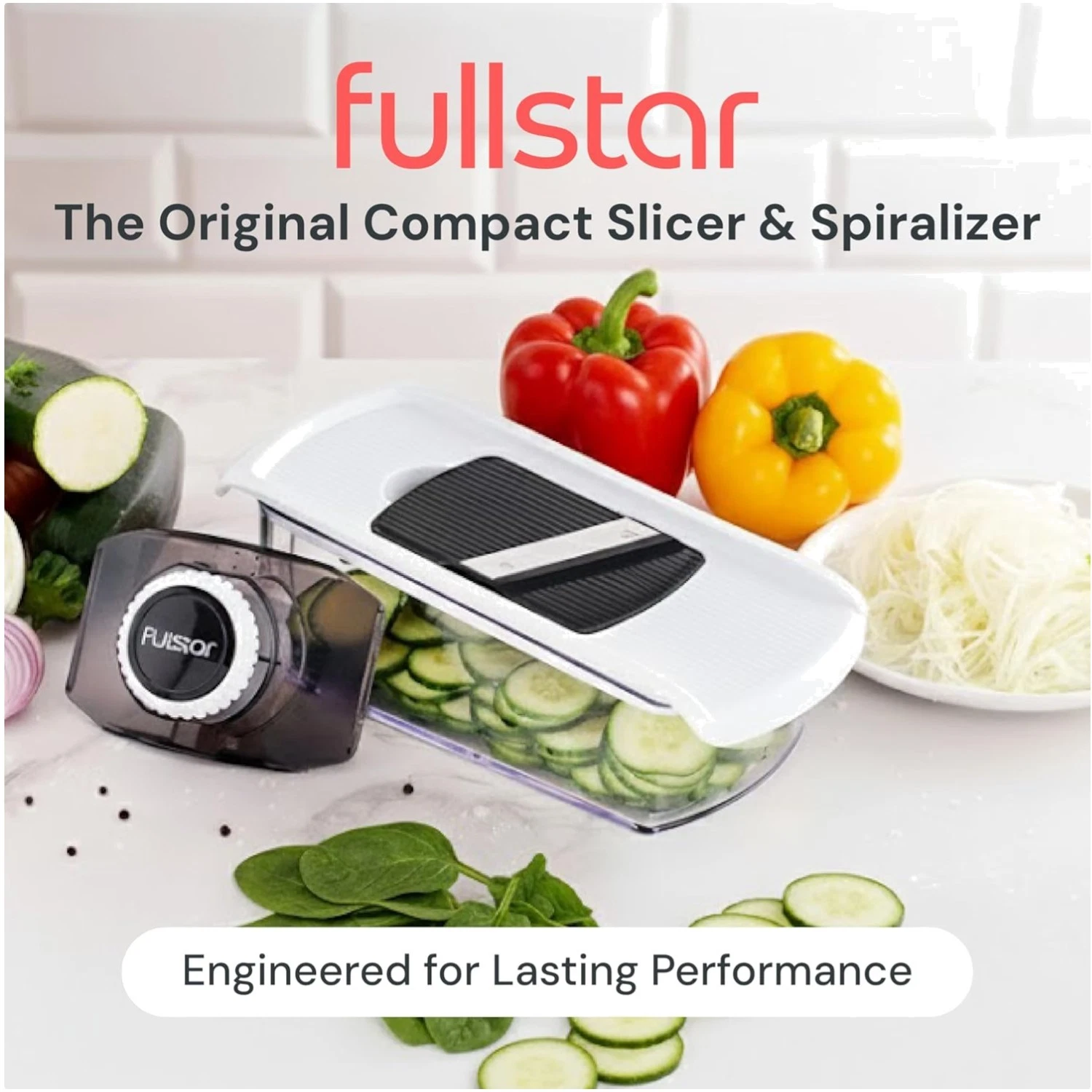 6-in-1 Mandoline Slicer & Veggie Spiralizer, White
