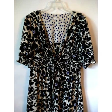 Love and Whit Dress Size Large Maxi Flowy Floral Romantic Black White and Blue 