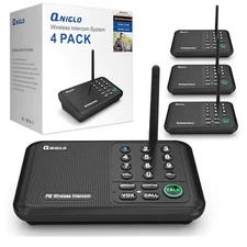 Qniglo 4 Pack Wireless Intercoms System WL666 Call Talk Monitor 1800 Ft.- Tested