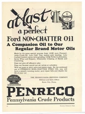 1927 Pennsylvania Refining Co. of Karns City PA Ad: PENRECO Ford Non Chatter Oil