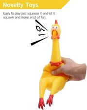 12" SCREECHING RUBBER CHICKEN - SQUEAK Sound Squeeze Screaming Dog Child Toy