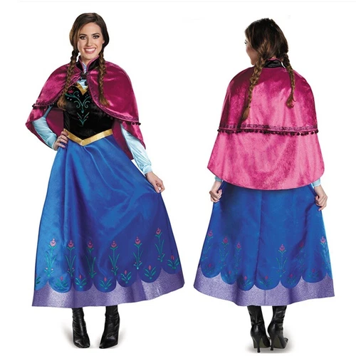 Cosplay Frozen 2 Princess Anna Dress Halloween Carnival Suit Women Girls Costume