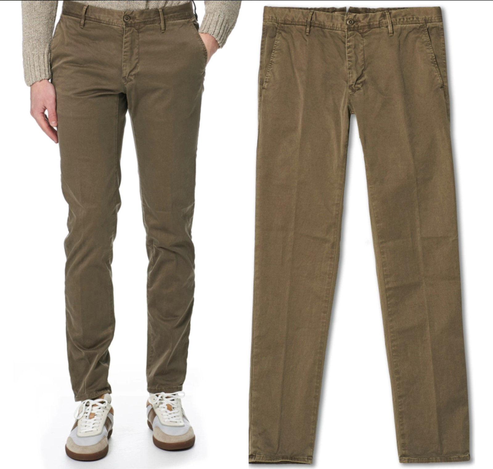 Incotex Italy Iconic Slacks Stretch Cotton Slim Fit Trousers Chino Pants 31