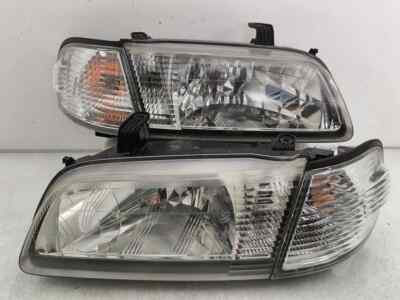 JDM Nissan 1998-2002 SUNNY B15 Chrome HALOGEN Headlight Head Lamp Lights OEM Set