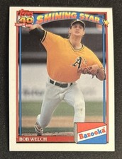 1991 Topps Bazooka Shining Star Bob Welch Card #3 Athletics Pitcher VG O/C