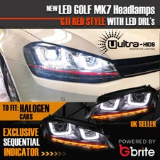 VW GOLF MK7 VII RED GTI DRL BI XENON HEADLAMPS LED DAYTIME RUNNING LIGHT UK