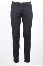 MORO Uomo CHINO SLIM IN COTONE STRETCH PESANTE NERO FANTASIA GALLES CON ZIP