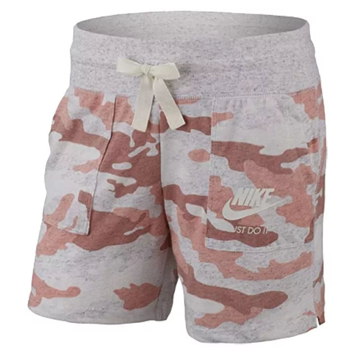 NWT Nike GIRLS Sportswear Gym Vintage Camo Shorts Bleach Coral/Birch  Heather