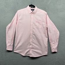 Nautica Mens Oxford Button Down Shirt Pink Long Sleeve Collar Pocket Size 18