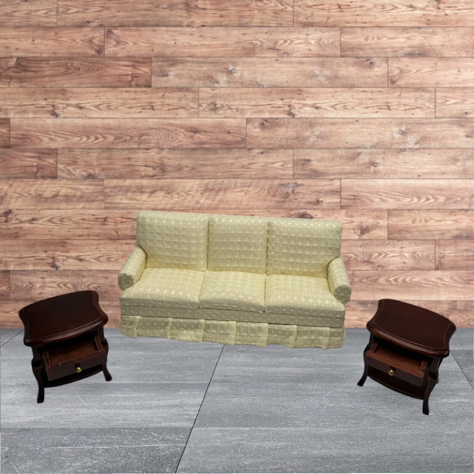 Mesas auxiliares de caoba nuevas en caja, sofá, nuevas, mesa de centro, silla, costura y cesta Foto 3 de 4