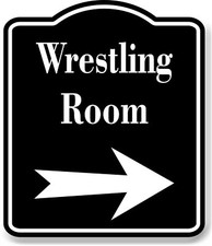 Wrestling Room Right Arrow BLACK Aluminum Composite Sign