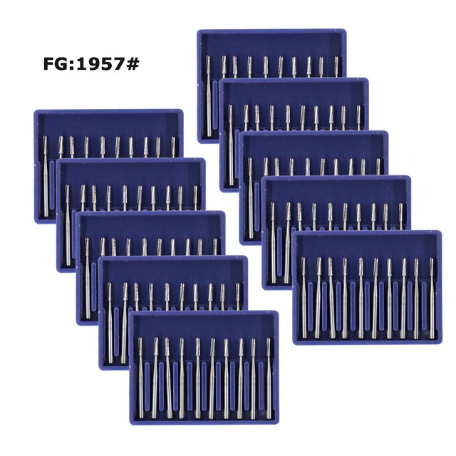 100pcs Dental Tungsten Steel FG1957 Metal Cutting Bur for High Speed