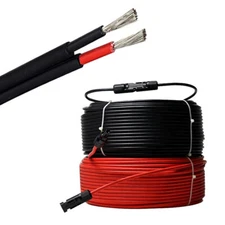 328 ft 10 AWG Solar Panel Extension Cable PV Wire Black and Red 6mm²