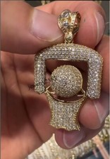 Men's Birthday Gift VVS Natural Moissanite Basket Ball Charm Pendant 925 Silver