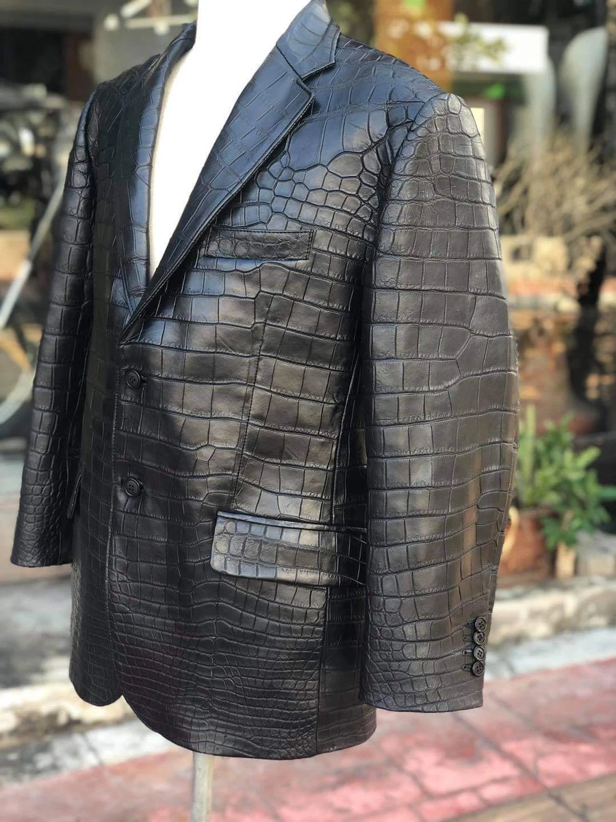 100% Real Crocodile/Alligator Leather Jacket Made To Measure-Customize  Jacket