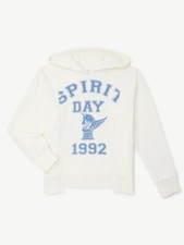 Free Assembly Trendy Girls Split Seam Hoodie Egret W/Lt Blue size Large