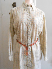Vintage 60s Mod cotton shirtdress plaid size 16 EXCELLENT CLEAN